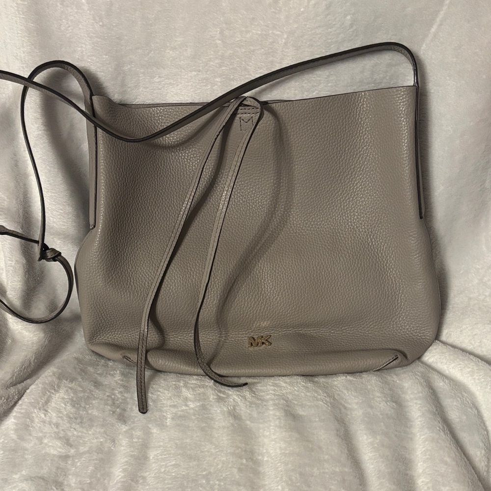 Michael Kors Taupe Gray Leather Shoulder Bag